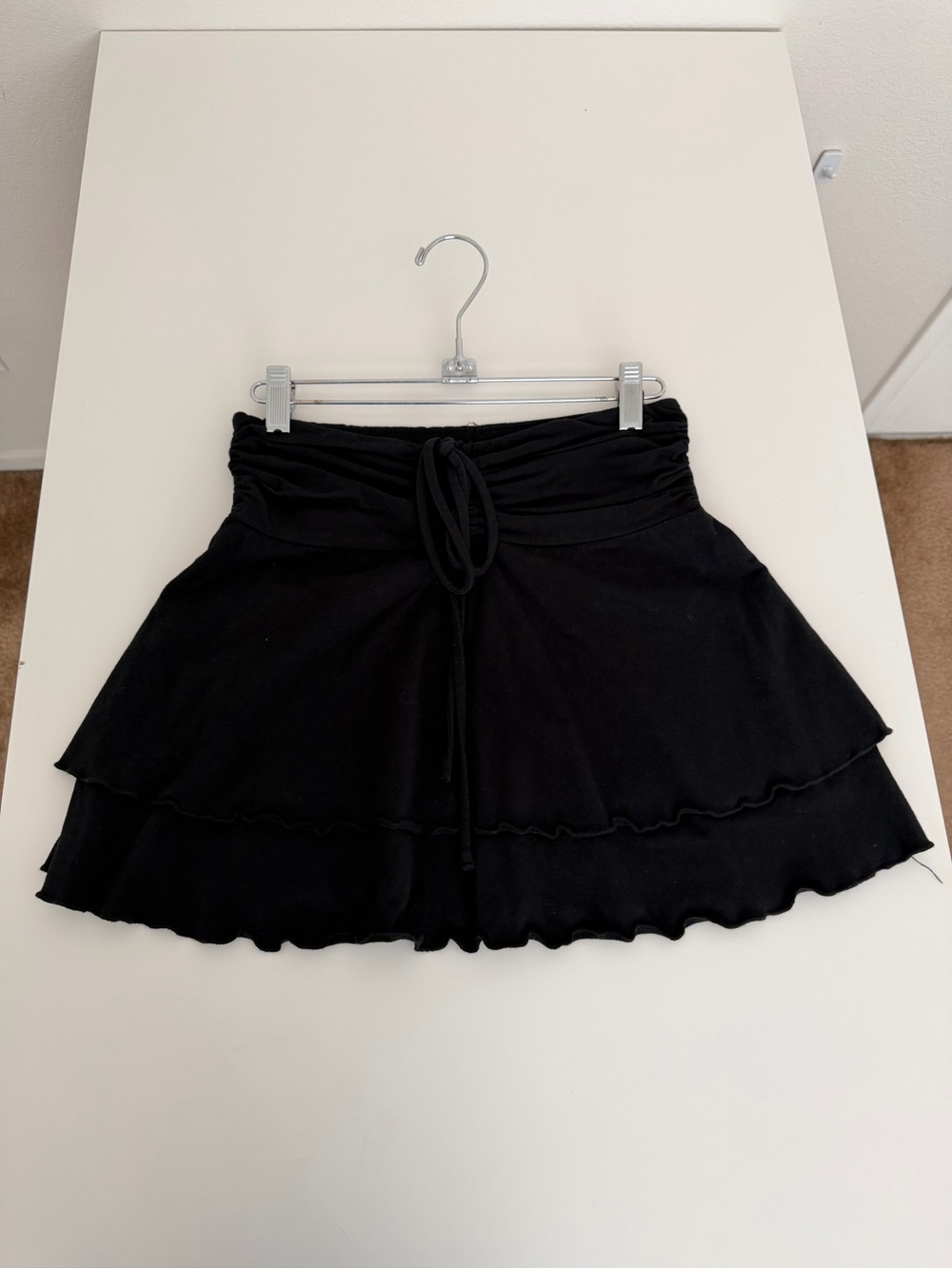 wild fable Black Ruffled Tiered Skater Mini Skirt